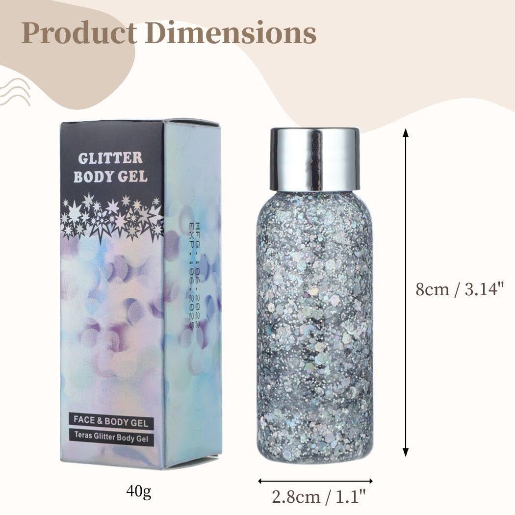 BOSREROY 3 Pack Holographic Glitter Body Gel - Liquid Sequin Sparkle for Festive Occasions