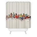 Society6 Shower Curtain - Bathroom Decor by Bri Buckley - Extra Long Fabric Shower Curtains for Bathroom, 72" x 69", Charlotte City Skyline