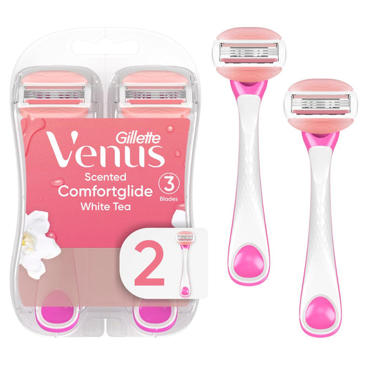 Gillette Venus ComfortGlide Disposable Razors for Women, 2 Count, White Tea Scented Moisture Bars for a Smooth Shave Beauty & Personal Care Gillette Venus