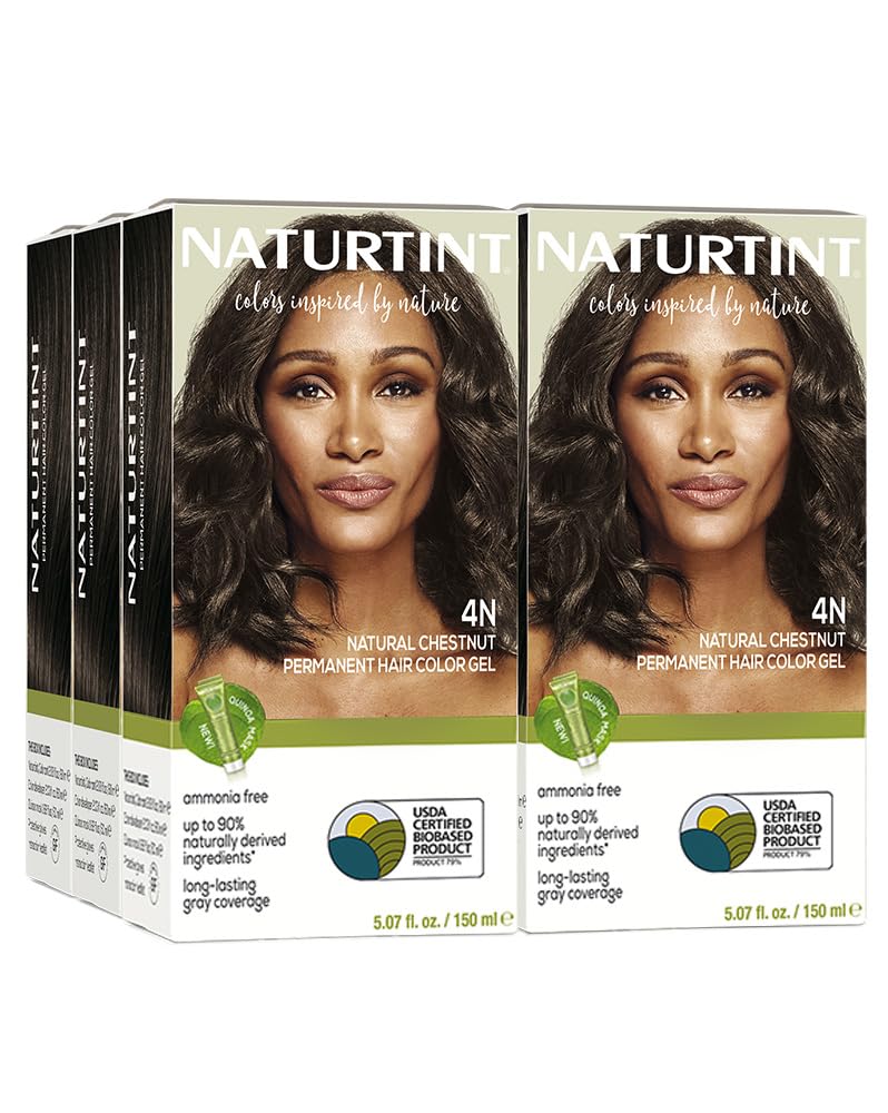 Naturtint 4N Natural Chestnut Permanent Hair Color (Pack of 6), Ammonia Free, Vegan, Cruelty Free, up to 100% Gray Coverage, Long Lasting Results