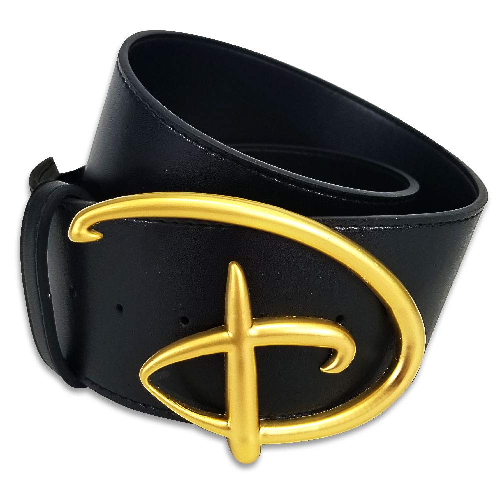 Buckle-Down Womens Disney Belt, Signature D Logo Gold Cast Buckle Black, Vegan Leather, Disney Signature D, X-Small - 24-30 Inches US