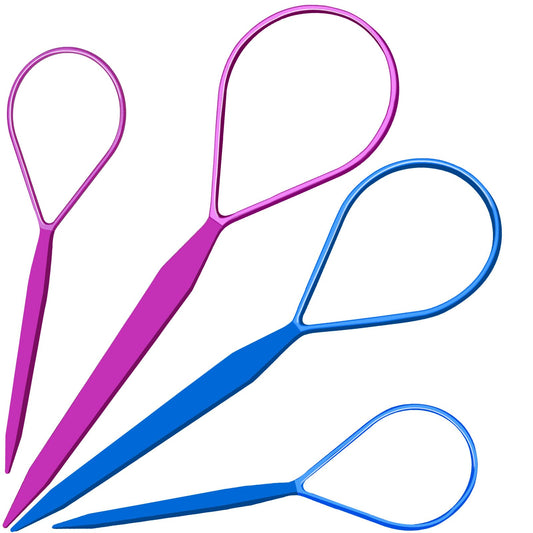 Teenitor 4pcs Pony Hair Tail Accessories, 2 Pairs French Braiding Tool, Turvy Styling Tool for Women Girls, Ponytail Pull Through Tool Purple/Blue Beauty and Personal Care Teenitor Default Title