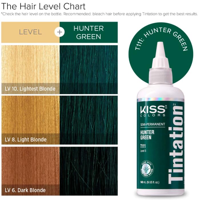 Red by Kiss Tintation Semi-Permanent Hair Color, Aloe Vera Water Based, Argan Oil, Olive Oil, Collagen & Keratin, Long-Lasting Color Dye (Hunter