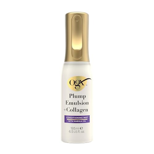 OGX Plump Emulsion + Collagen Conditioning Hair Mist, Volumizing Hair Spray with Marula Oil for 3x Plumper Hair* for up to 72 Hours Without the