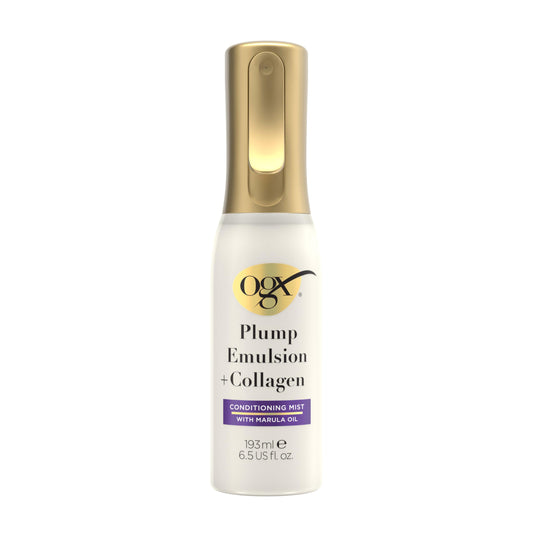 OGX Plump Emulsion + Collagen Conditioning Hair Mist, Volumizing Hair Spray with Marula Oil for 3x Plumper Hair* for up to 72 Hours Without the