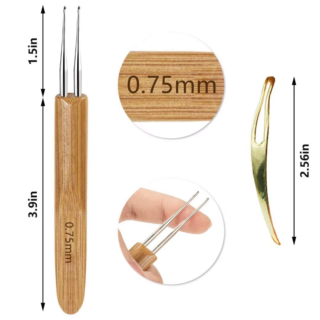 5 Pcs Dreadlocks Tool Set Includes 3 Pcs Dreadlocks Crochet 1 Hook 2 Hooks 3 Hooks Hair Weaving Needle Crochet, 2 Pcs Crochet Hair Tools Interlocking
