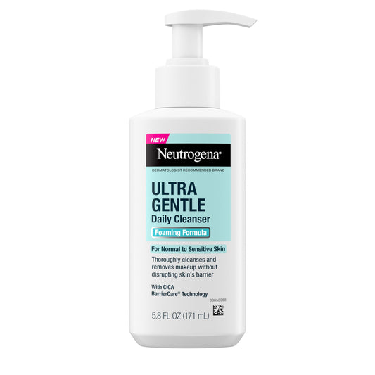 Neutrogena Ultra Gentle Foaming Facial Cleanser, Foaming Face Wash for Sensitive Skin, Gently Cleanses Away Dirt, Oil & Makeup Without Over Drying