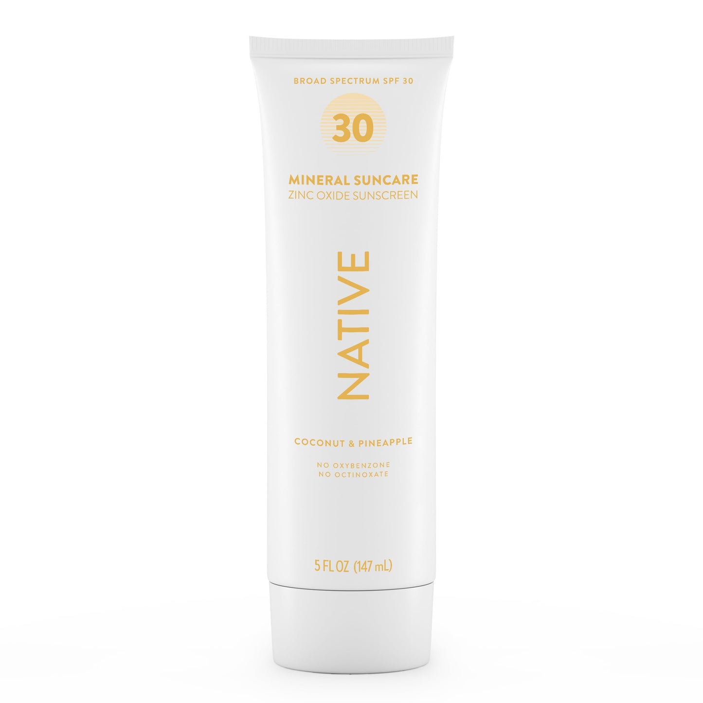 Native Sunscreen SPF 30, Zinc Oxide Dermatologist Tested Suitable for Sensitive Skin & Hawaii Compliant, 5 Ounces | Pineapple & Coconut Scent Sun