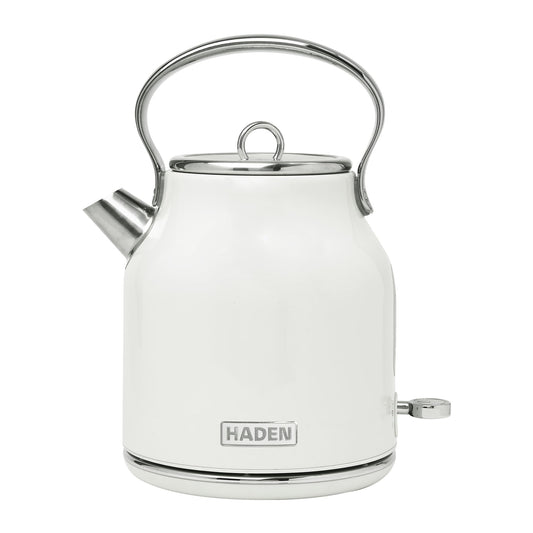 Haden Heritage 1.7 Liter Stainless Steel Electric Kettle, Hot Water Kettle with 360-Degree Base and Auto Shutoff, Ivory & Chrome
