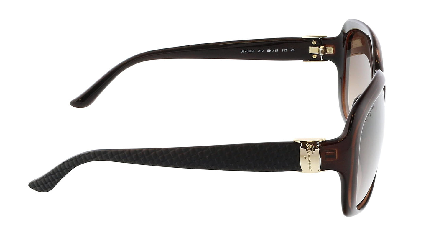Salvatore Ferragamo Brown Gradient Rectangular Ladies Sunglasses SF739SA 210 59