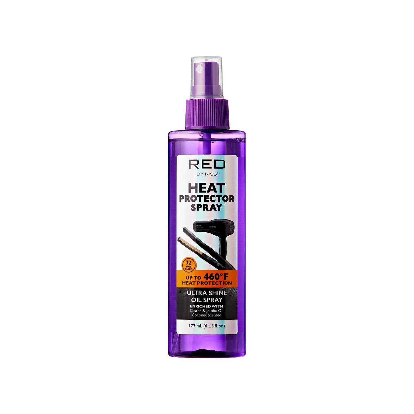 Red by Kiss Heat Protector Ultra Shine Oil Spray - Thermal Protection up to 460°F, Anti-Frizz, Hydration, and Strength for Hair (6 Fl Oz) - Style