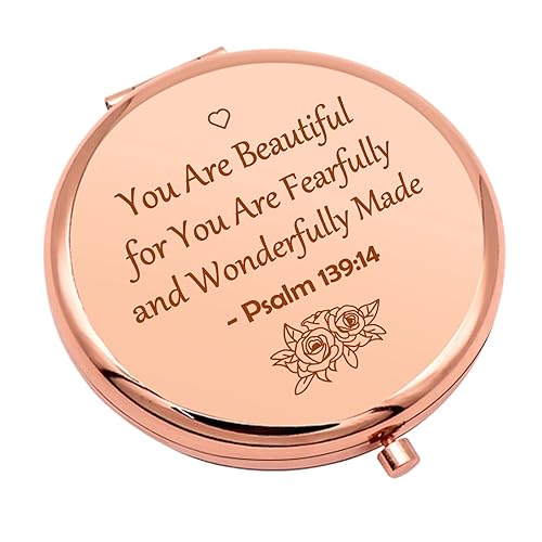 Inspirational Christian Gifts Verse Religious Gifts for Girls Sister Friends Encouragement Baptism Gift Compact Makeup Mirror for Her Motivational