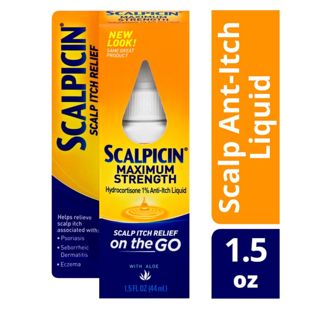 Scalpicin Maximum Strength Scalp Treatment Liquid for Itchy Scalp, Seborrheic Dermatitis & Psoriasis Scalp Treatment, Fragrance-Free, 1.5 fl oz Beauty and Personal Care Scalpicin