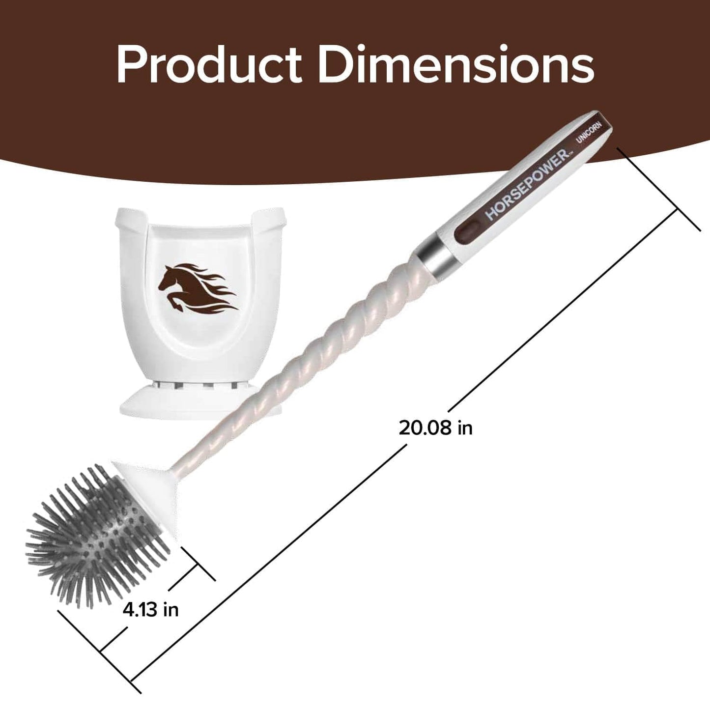 Horsepower Unicorn Motorized Toilet Brush, 360° Spinning Silicone Bristles, Powerful Stain Removal, No Scrubbing, Rechargeable, As-Seen-On-TV