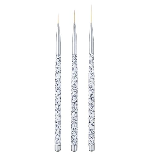 Tbestmax Professional Fine Nail Art Liner Brush UV Gel Painting Acrylic Nail Brushes Striping Brushes for Short Strokes, Details, Blending, Elongated