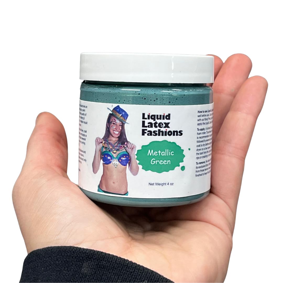Metallic Green Liquid Latex Body Paint - 4 Ounces High Shine
