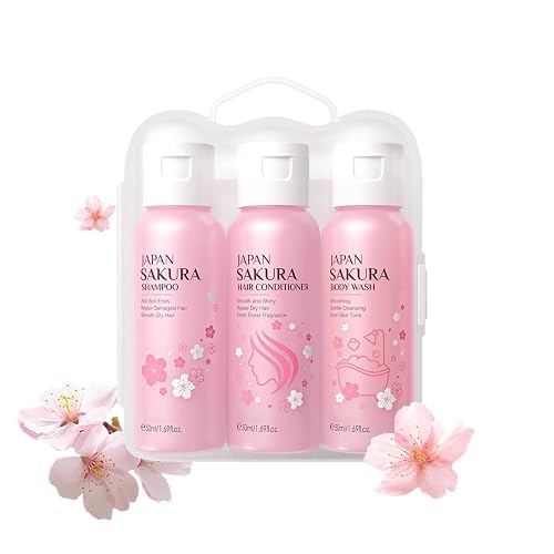 Cherry Blossom Shampoo and Conditioner & Body Wash Set,Hydrating Hair Care&Gentle Moisturizing Shower Gel,Delicate Floral Scent for Soft Silky