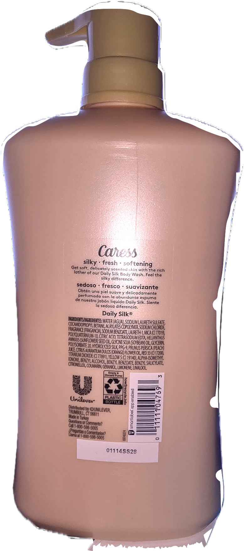 Caress Daily Silk, White peach and Orange blossom scent for noticable silking, solf skin, moisturizing body wash 30 oz