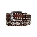 ARIAT Women's Western Snake Skin Print Studs Belt, Brown, Small