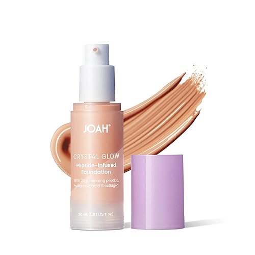 JOAH Crystal Glow Peptide-Infused Foundation, 2-in-1 Multitasking Korean Makeup with Blurring Face Primer, Luminizer, Hydration & Skin Defense for a