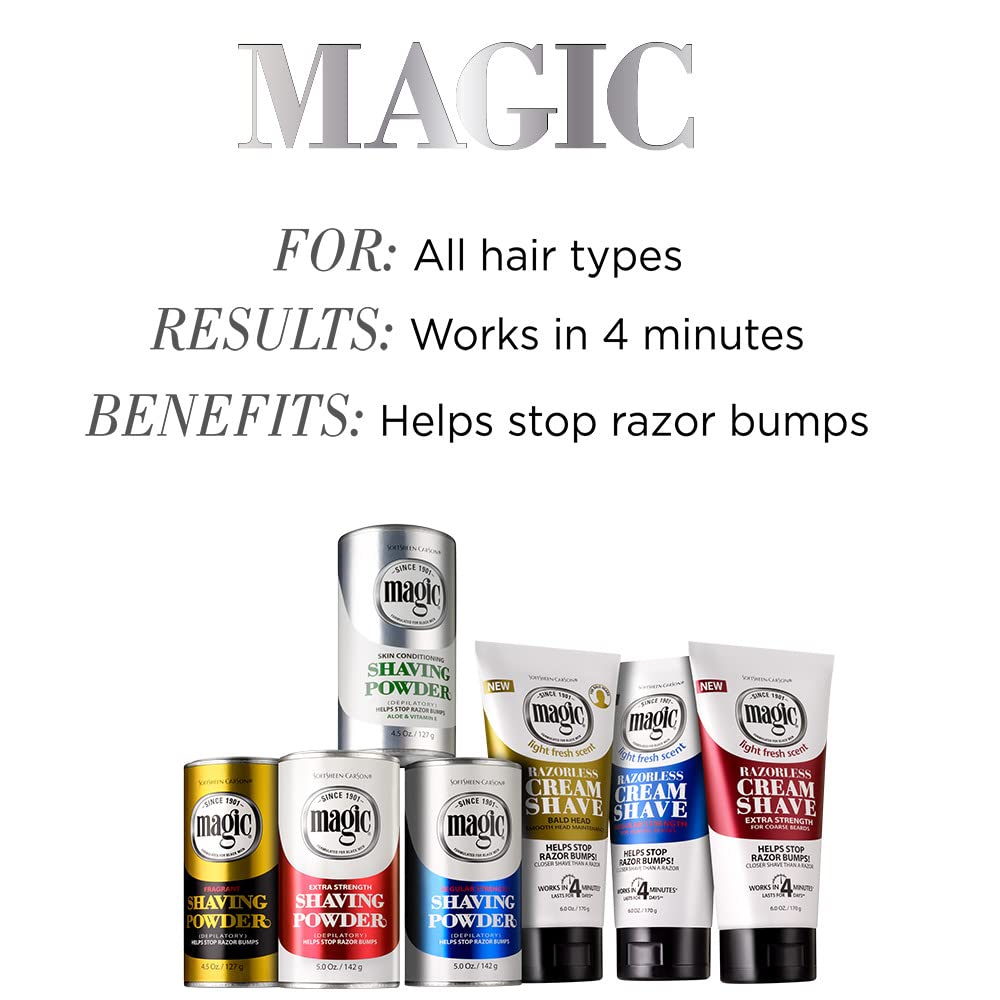 SoftSheen-Carson Magic Razorless Shaving for Men, Hair Removal Shave Powder, Helps Stop Razor Bumps Ingrown Hair, Fragrant, 6 Pack Magic Shave Gold 27