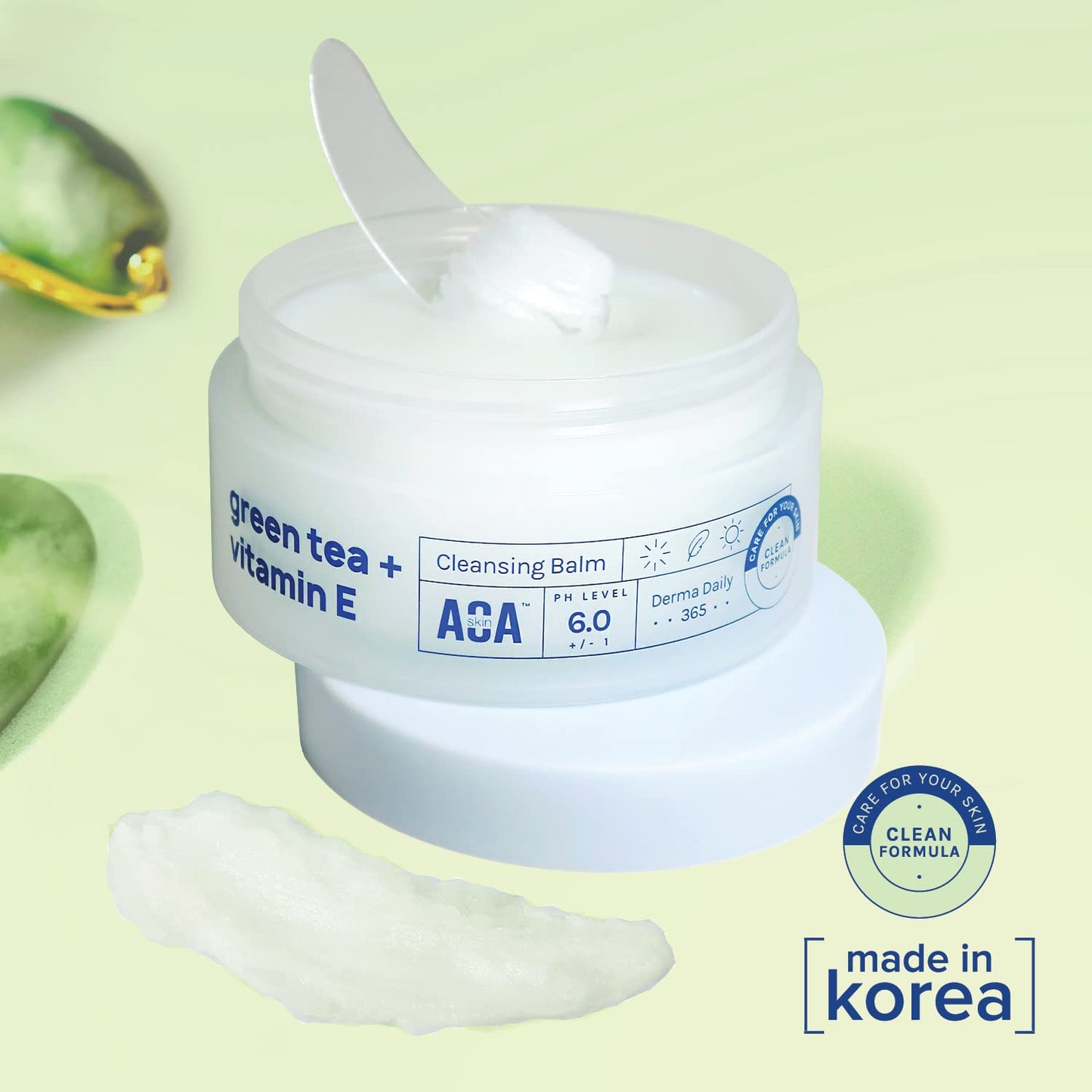 AOA STUDIO Green Tea & Vitamin E Cleansing Balm, Waterproof Makeup Remover, Oil Based Makeup Remover, K beauty Skin Care, Soothing and Brightening