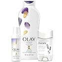 Holiday Gift Pack: Olay Age Defying Body Wash with Vitamin E, 22 fl oz, Olay Cleansing & Renewing Nighttime Body Wash, 3 oz & Ivory Gentle Aluminum
