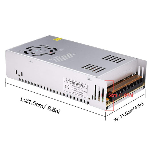 DC 12V 30A Power Supply 360W – Universal Regulated Switching AC to DC Converter 110V/220V SMPS Adapter for LED Strip, CCTV, Radio, Computer