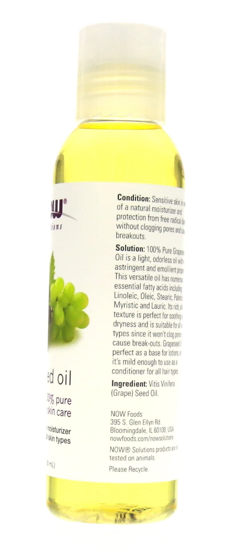 NOW Grape Seed Oil, 4-Ounce (Pack Of 2)