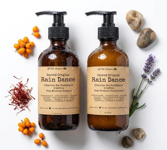 Wild Hermit Wellness' Rain Dance Organic Shampoo and Conditioner Set with Sea Buckthorn & Saffron, Deep Moisture, Sulfate Free, 10 oz, 2 Count