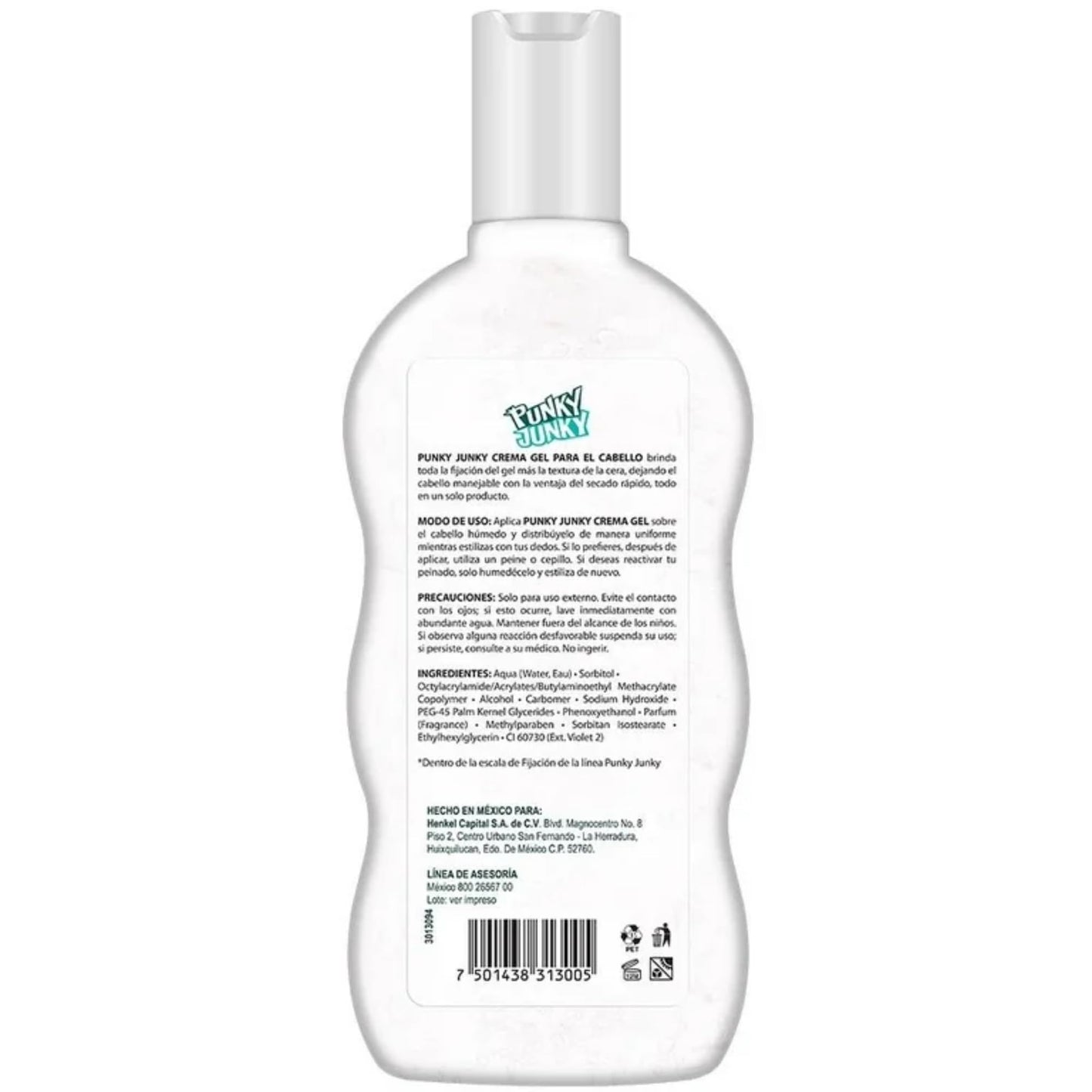 Punky Junky Maximum Hold Hair Gel White 17.63 Oz White Wax, Gel para Cabello de Hombre