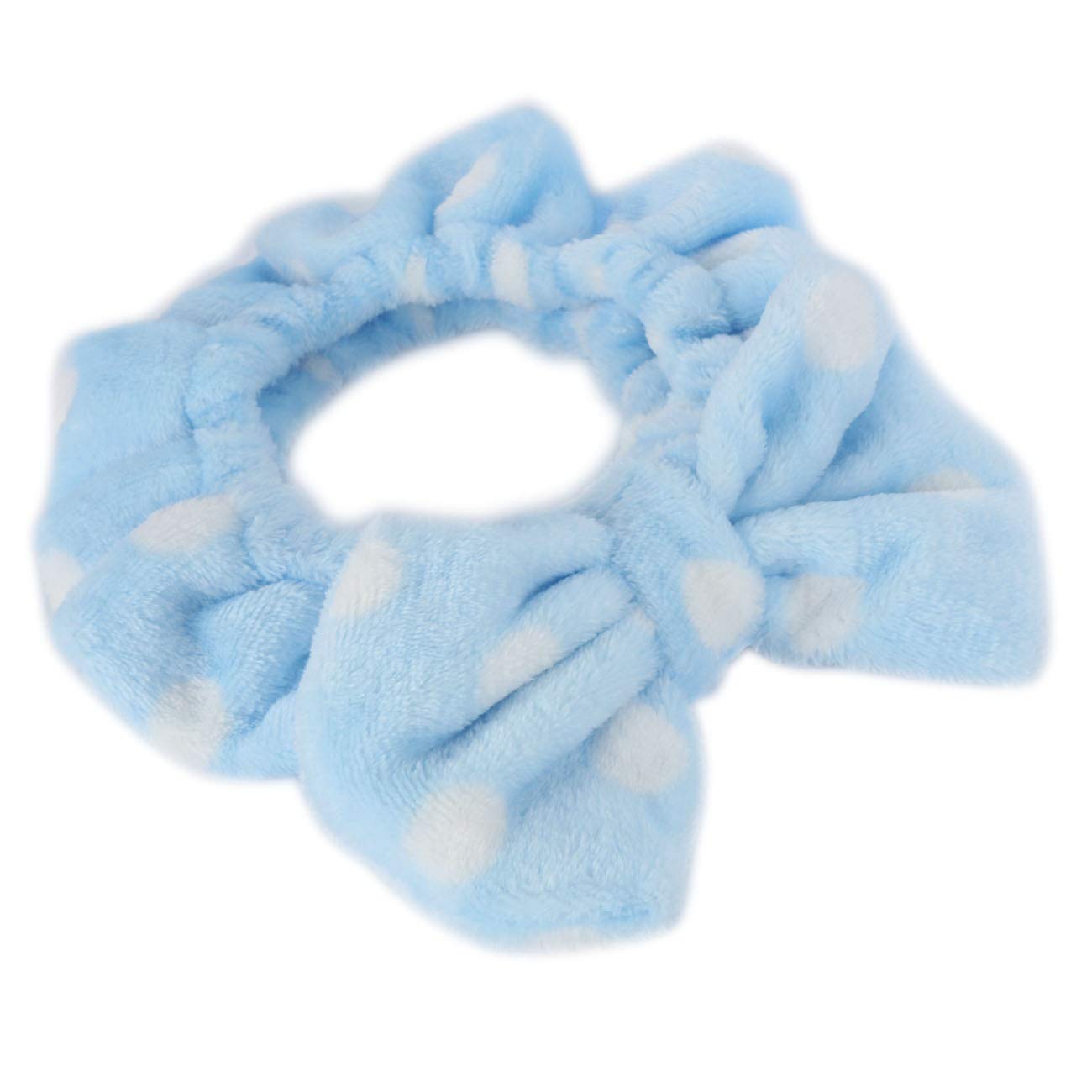 Hairizone Cosmetics Hair Band for Washing Face Shower Spa Headband Adjustable Elastic Bowknot Hairband for Girls (Blue)