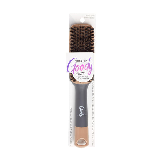 Goody Detangle It Boar Bristle Hair Brush, Use as a Detangling or Styling Brush, Conditions & Boosts Shine, Helps Tackle Knots & Reduce Frizz, For Wet