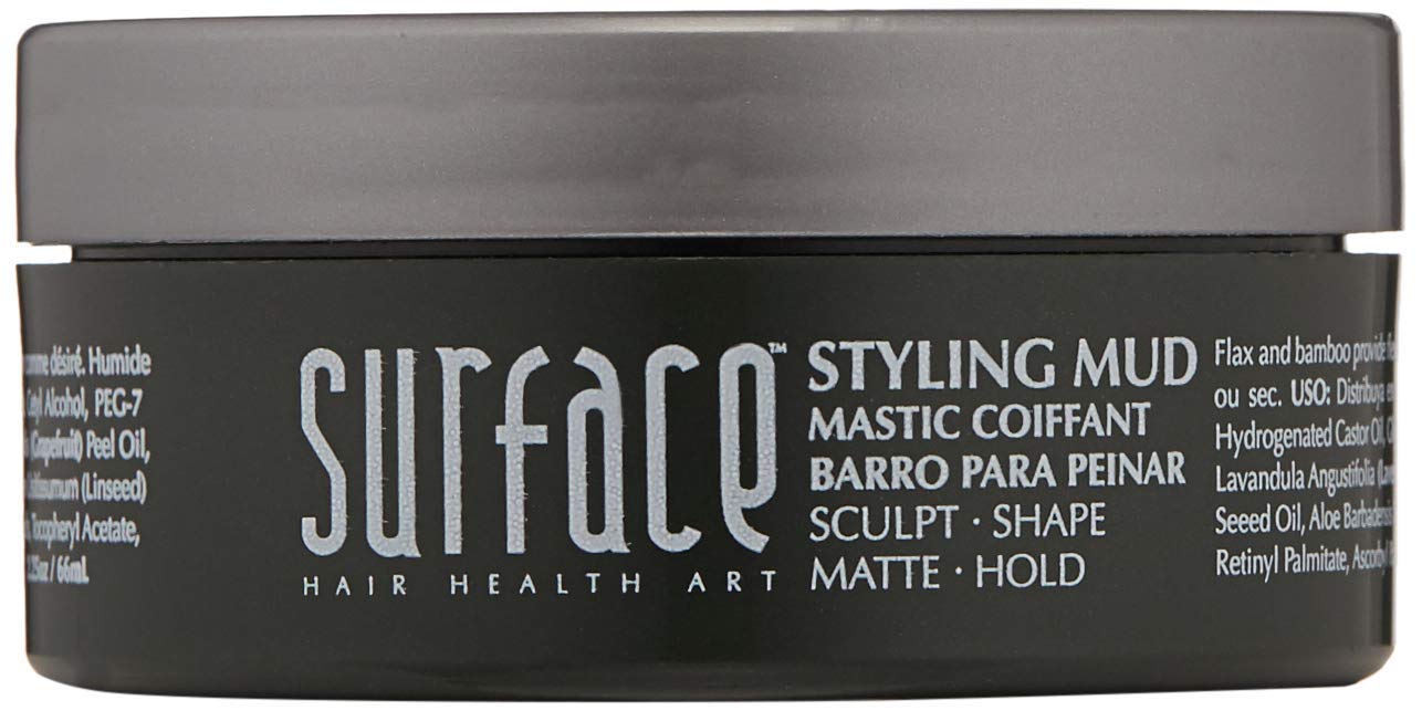 SURFACE Hair Men Styling Mud - Flax and Bamboo Provide Flexible Strong Fibers to Shape Sculpt and Hold Your Matte Style - 2.25 oz