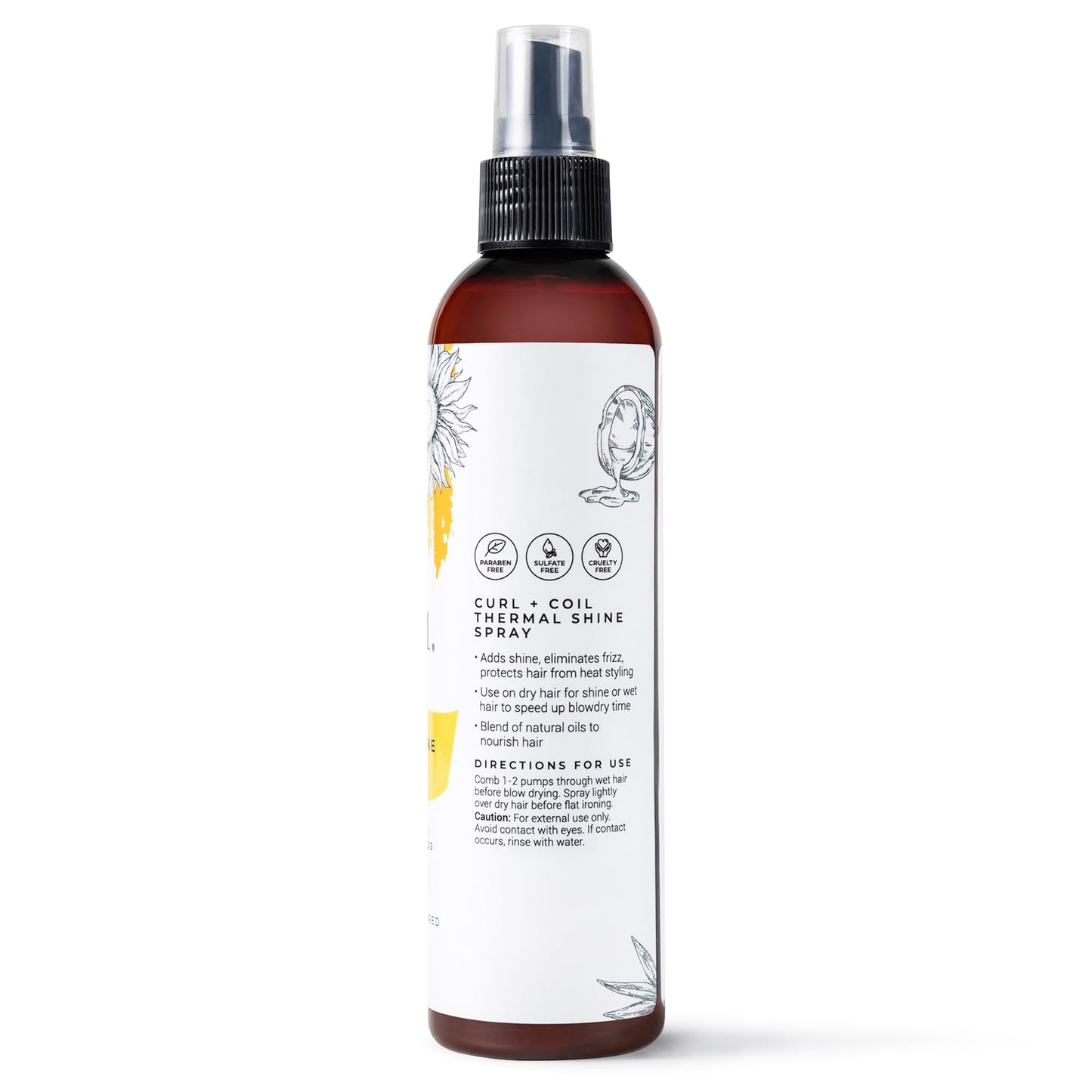 CIBU Curl + Coil Thermal Shine Spray | Dry Heat Protectant for Hair | Prevents Damage from Blow Drying, Flat Iron, and Curling Iron | 8 ounces