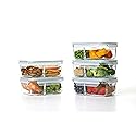 Glasslock Duo 5 Piece Clear Tempered Glass Microwave, Dishwasher, Freezer Safe Divided Food Storage Containers with Snap Close BPA Free Plastic Lids