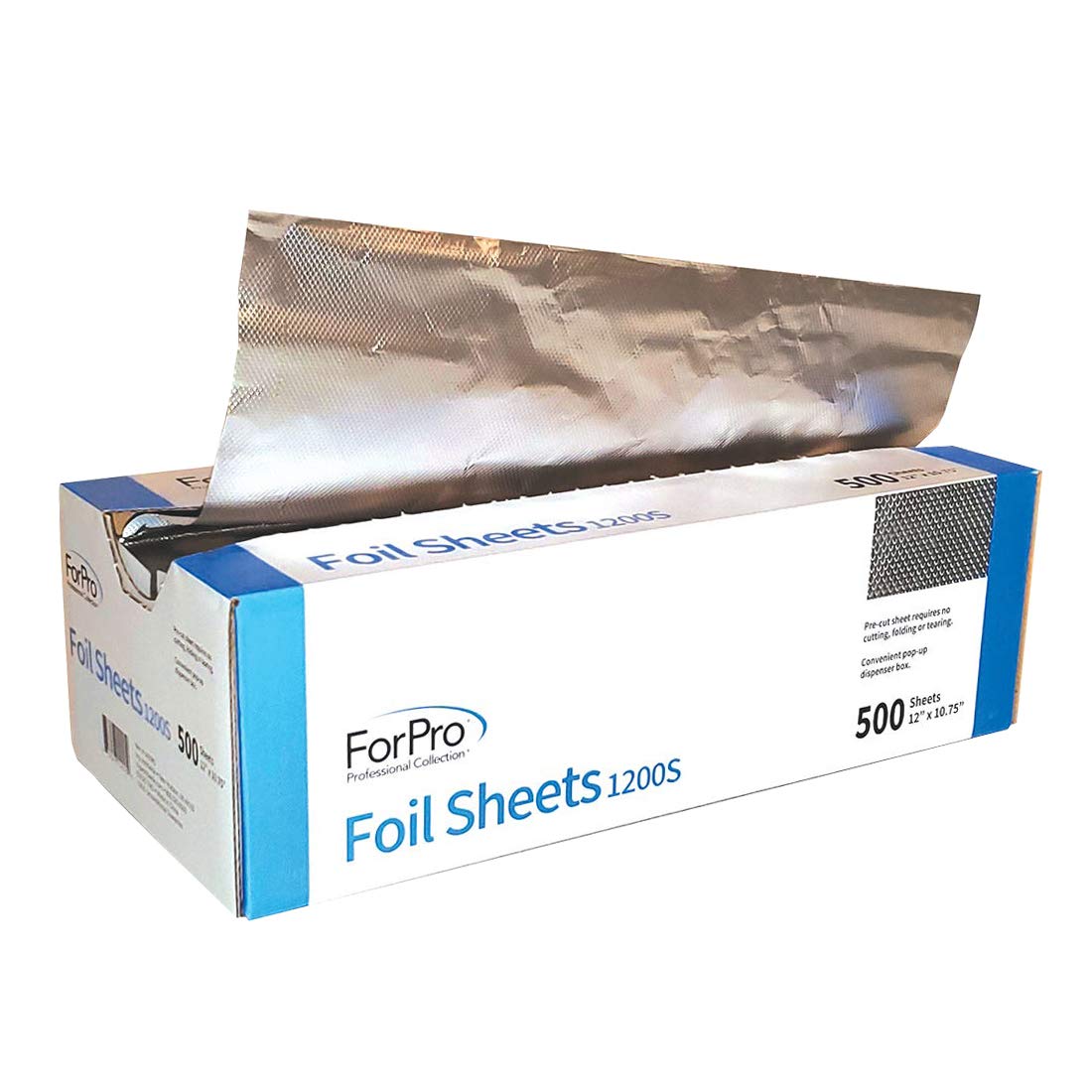 ForPro Professional Collection Embossed Foil Sheets 1200S, Aluminum Foil, Pop-Up Dispenser, for Hair Color Application and Highlighting Services, Food