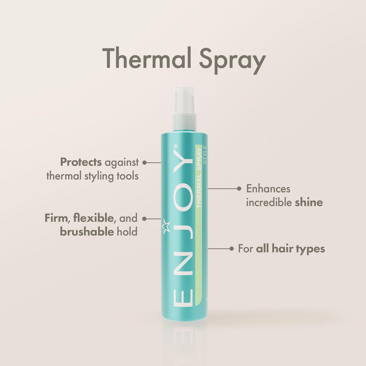 Enjoy Thermal Spray, Firm and Flexible Hold, Color Safe, Anti Frizz Hair Products, Hair Styling Cream, Hair Styling Products - 10.1 Oz, 300 ml