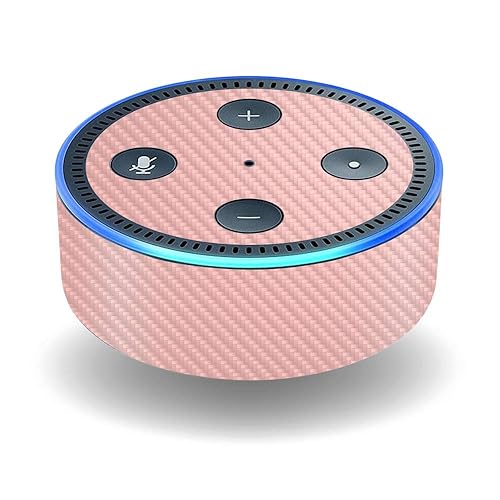 MightySkins Carbon Fiber Skin for Amazon Echo Dot (2ND Gen) - Solid Blush | Protective, Durable Textured Carbon Fiber Finish | Easy to Apply, Remove