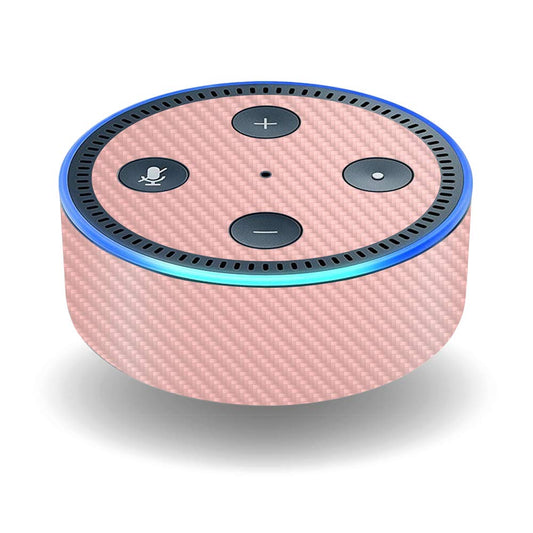 MightySkins Carbon Fiber Skin for Amazon Echo Dot (2ND Gen) - Solid Blush | Protective, Durable Textured Carbon Fiber Finish | Easy to Apply, Remove