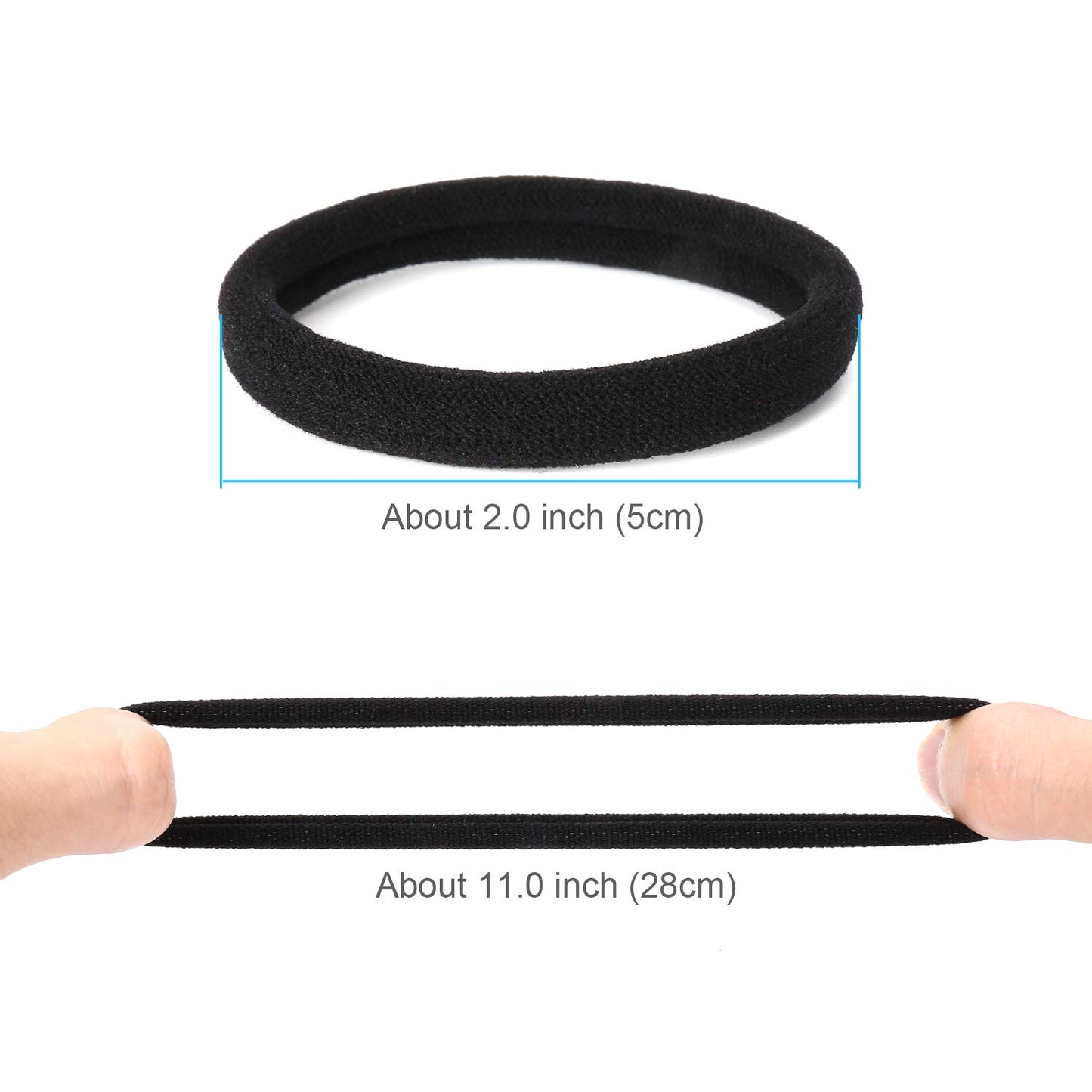 Qarwayoc 50PCS Thick Hair Ties, Cotton Hair Ponytail Holders for Women Men, Seamless Large Hair Bands Ties, 2 Inch in Diameter, 5 Colors Beauty and Personal Care Qarwayoc