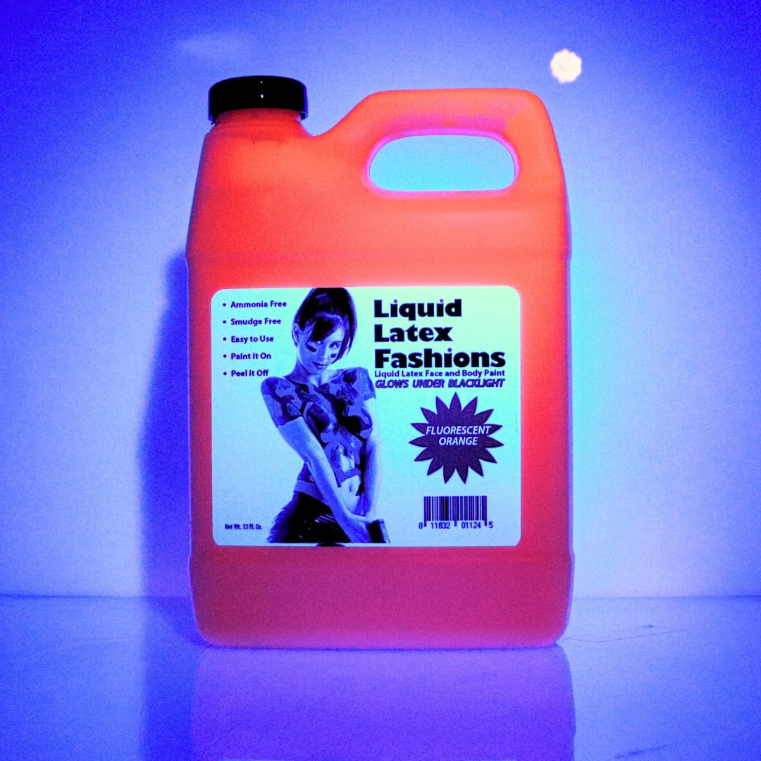32oz Fluorescent Orange - Liquid Latex UV Black Light Body Paint