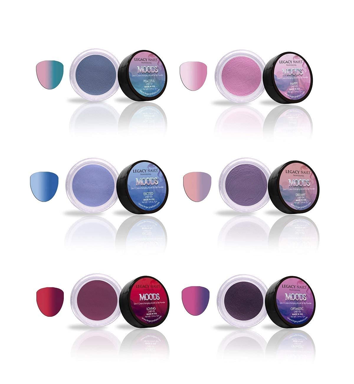 Legacy Nails Professional COLLECTION Acrylic Powder Kit 6 Colors Nail Art Set for Manicure DIY for Dip & Acrylic Nail Extensions (MOOD COLLECTION) Beauty & Personal Care LEGACY NAILS