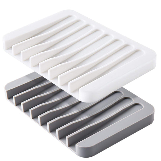 2PCS Mcyye Self-Draining Soap Dishes, Premium Silicone Holder for Bathroom, Kitchen, Tub, Razor & Sponges, Extends Soap Life, Easy to Clean