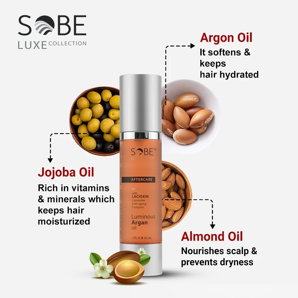 SOBE LUXE - Moroccan Argan Oil for Hair, 1.7 Oz - Anti Frizz Serum, Moisturizer Treatment for Dry and Damaged Hair, Provides Brilliant Shine