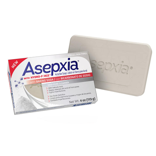 Asepxia Acne Treatment Bar Soap with Baking Soda | Face Wash, Deep Cleansing, Natural Extracts, Gentle Daily Use, 1.8% Salicylic Acid for Pimples