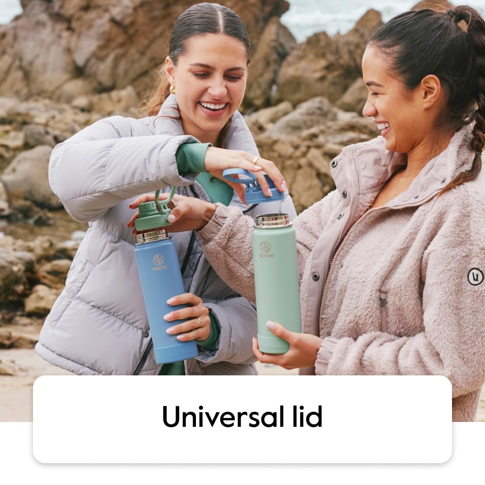 Takeya Actives Kids Glow-in-the-Dark Water Bottle with Straw Lid - Stainless Steel Bottle with BPA-Free Lid - Reusable & Dishwasher-Safe Water Bottle