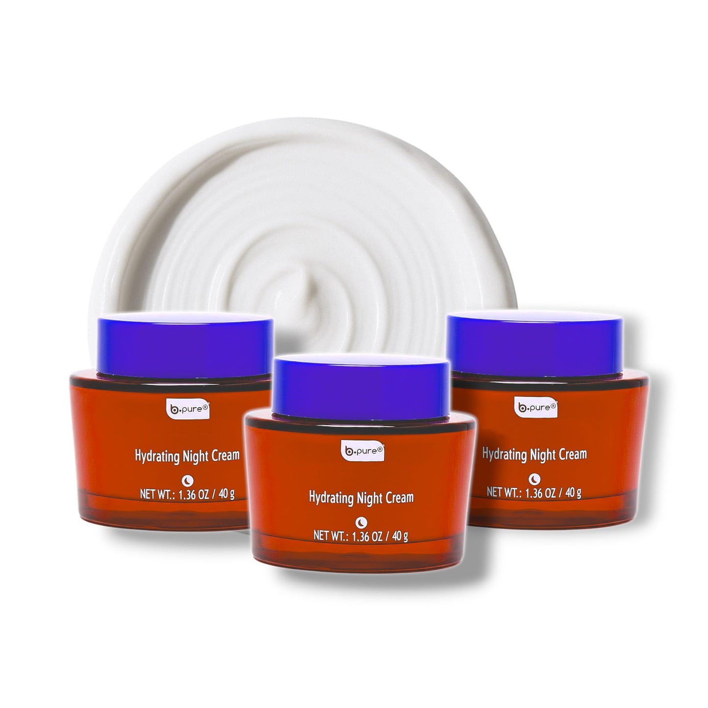 b.pure Revitalizing Hydrating Night Cream Face Moisturizer | Niacinamide, Vitamin E, Vitamin B5 | Anti-Aging, Anti-Wrinkle | 1.36 oz, 3-Pack