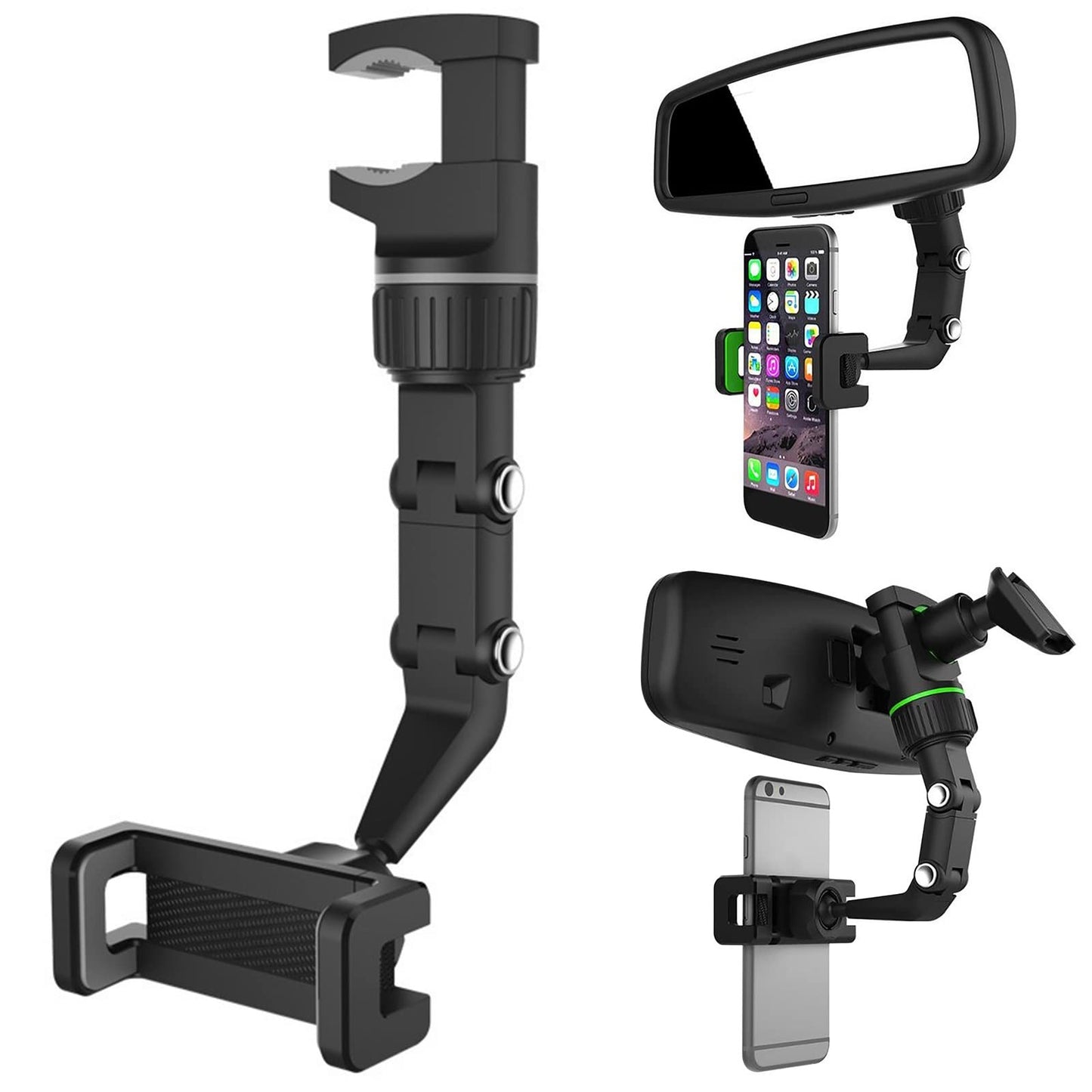 Ivieicip 360° Car Rearview Mirror Mount Stand Holder for Cell Phone and GPS, 2023 New Universal Adjustable Phone Holder, Can Be Fixed and Adjusted…