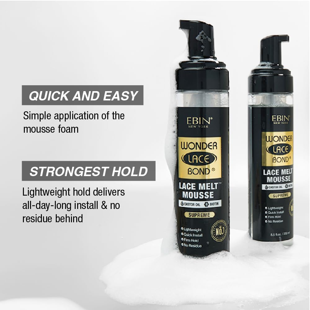 WONDER LACE BOND Melt Mousse - Supreme 3.38 fl.oz./100ml | Biotin + Castor Oil | No Residue, Long Lasting Formula with Protecting Edges, Gives